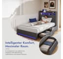 Simurq Einzelbett Polsterbett Grau mit LED, Schubladen & USB Bild 1