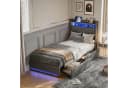 Simurq Einzelbett Polsterbett Grau mit LED, Schubladen & USB Bild 2