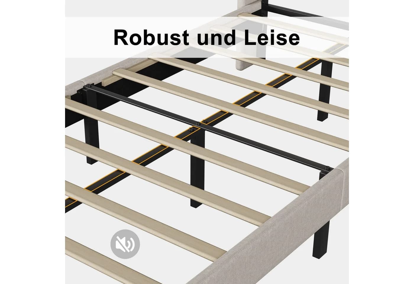 Simurq Einzelbett 90x200 cm mit gepolstertem Kopfteil und Leinenbezug - Bild 4