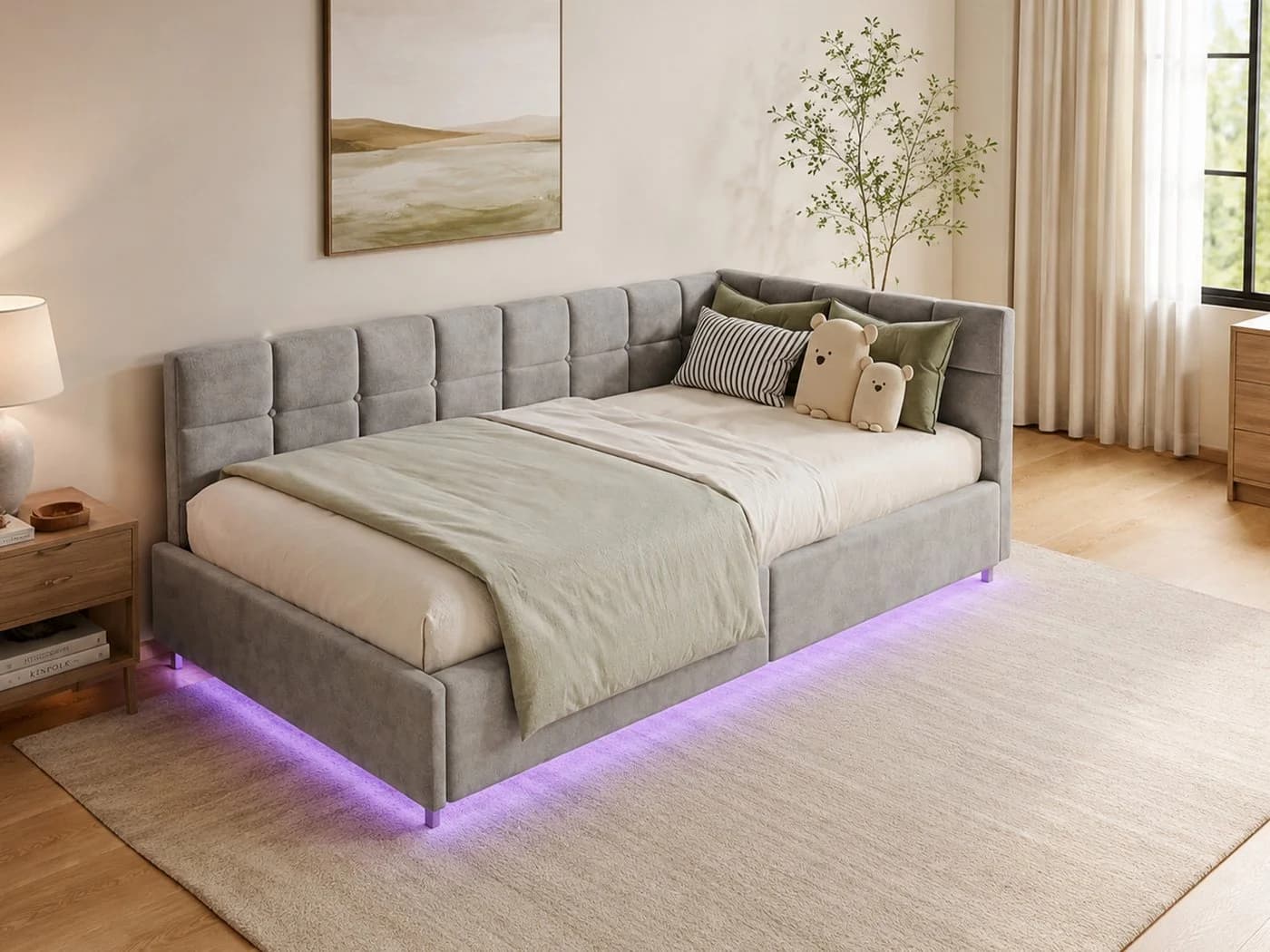 Simurq Einzelbett mit Stauraum und USB-Anschluss Grau - Bild 2
