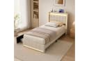 Simurq Polsterbett Beige mit Stauraum, LED & USB Bild 3