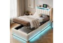 Simurq Stauraumbett Einzel Beige Samt LED USB Bild 1