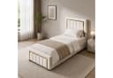 Simurq Stauraumbett Polsterbett 90x200 Beige Samtoptik mit Bettkasten Bild 1