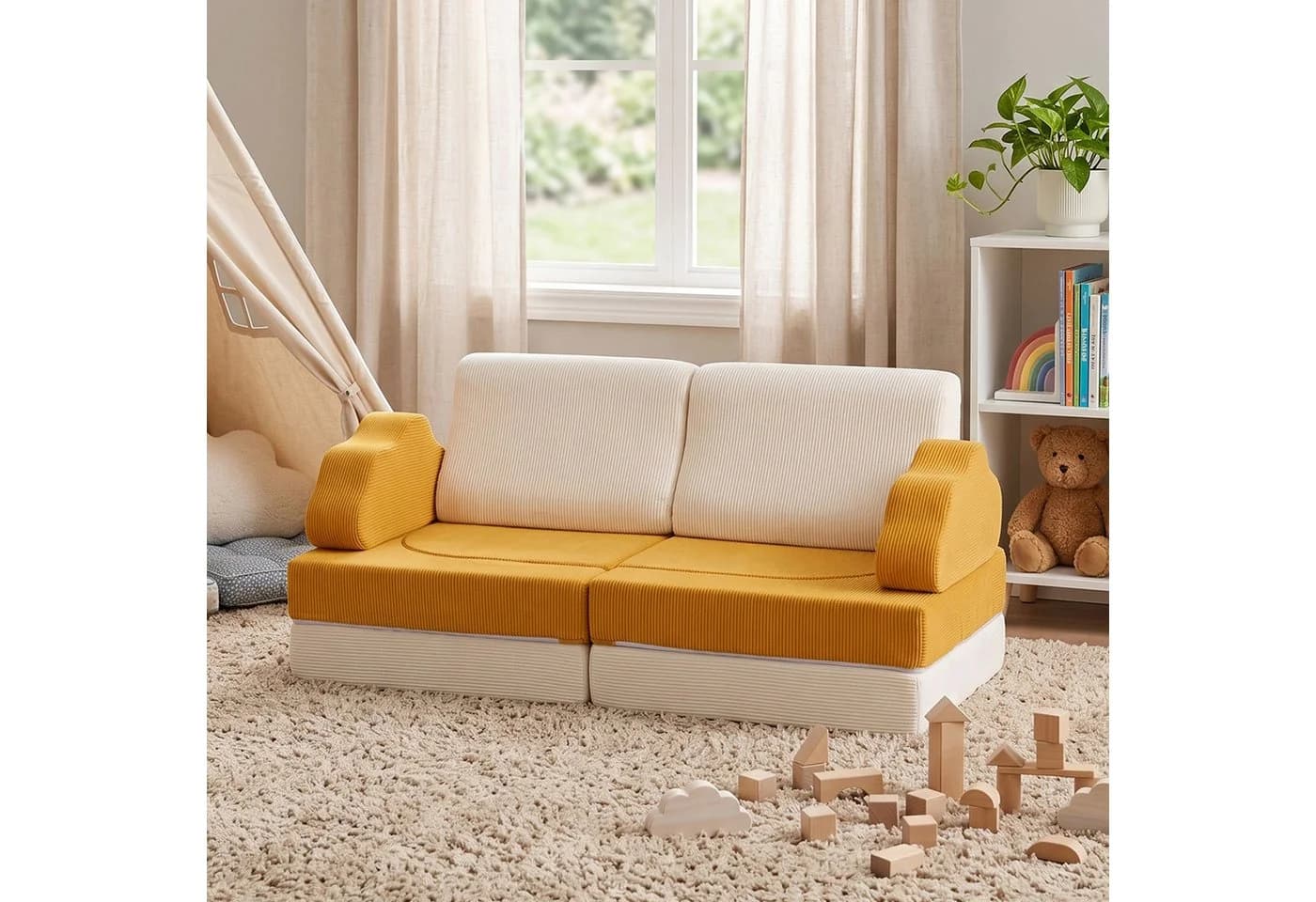 Jiexi Modulares Kindersofa Gelb Cord Schaumstoff - Bild 2