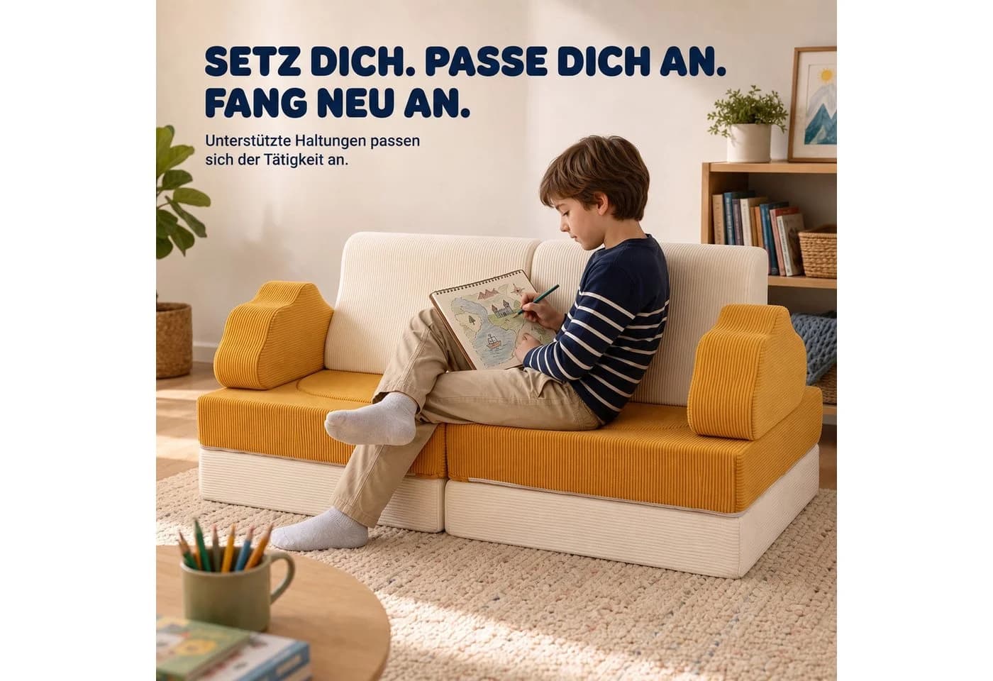 Jiexi Modulares Kindersofa Gelb Cord Schaumstoff - Bild 4