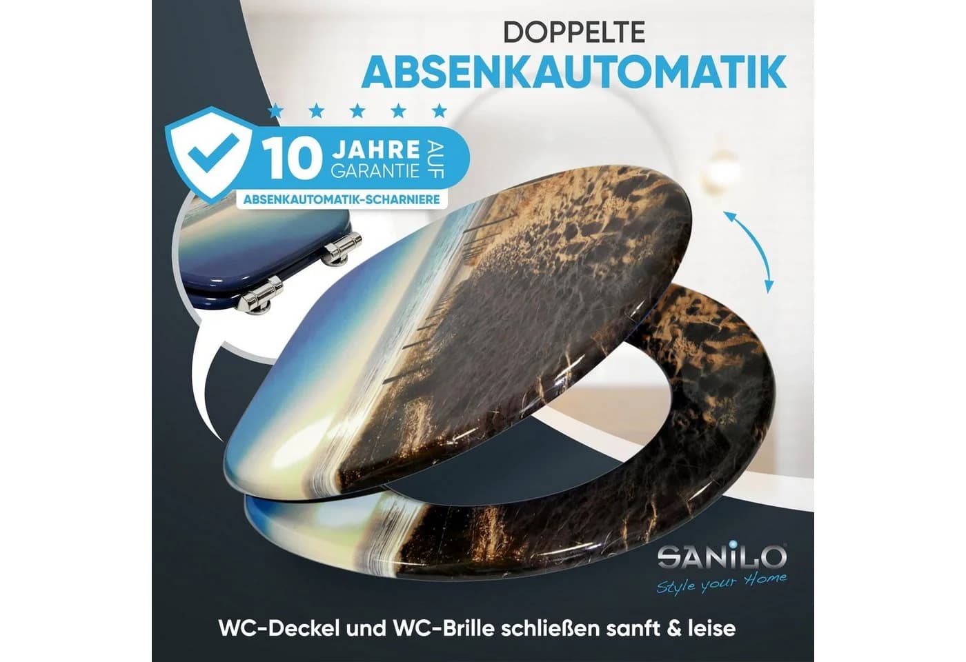 Sanilo WC-Sitz mit Absenkautomatik Beige Premium Toilettendeckel - Bild 3