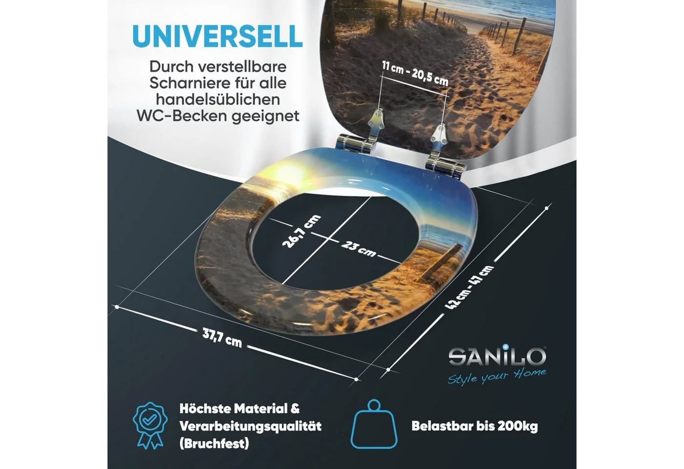 Sanilo WC-Sitz mit Absenkautomatik Beige Premium Toilettendeckel - Bild 4