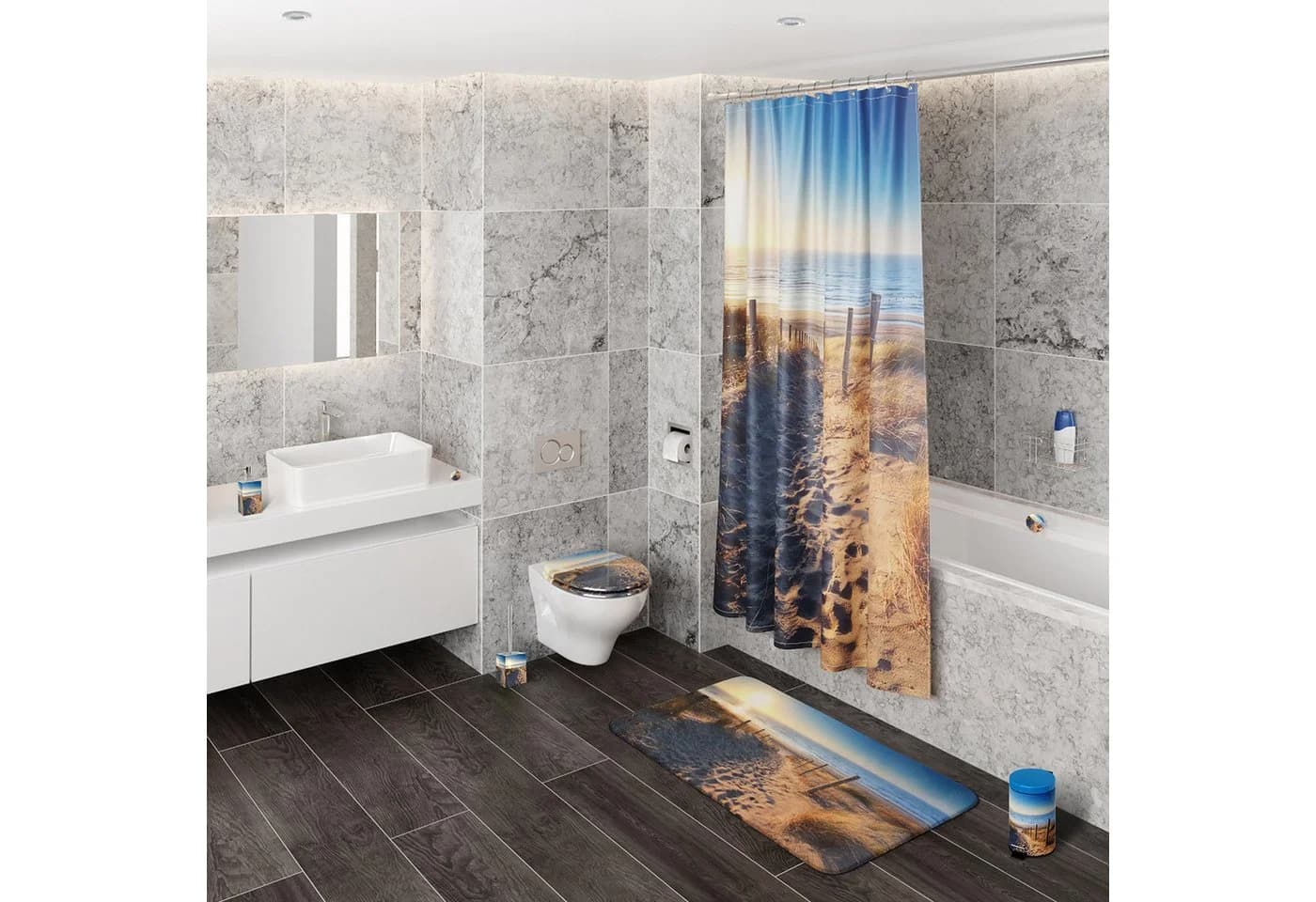 Sanilo Duschvorhang Düne 180 x 200 cm Beige 100% Wasserdicht - Bild 4