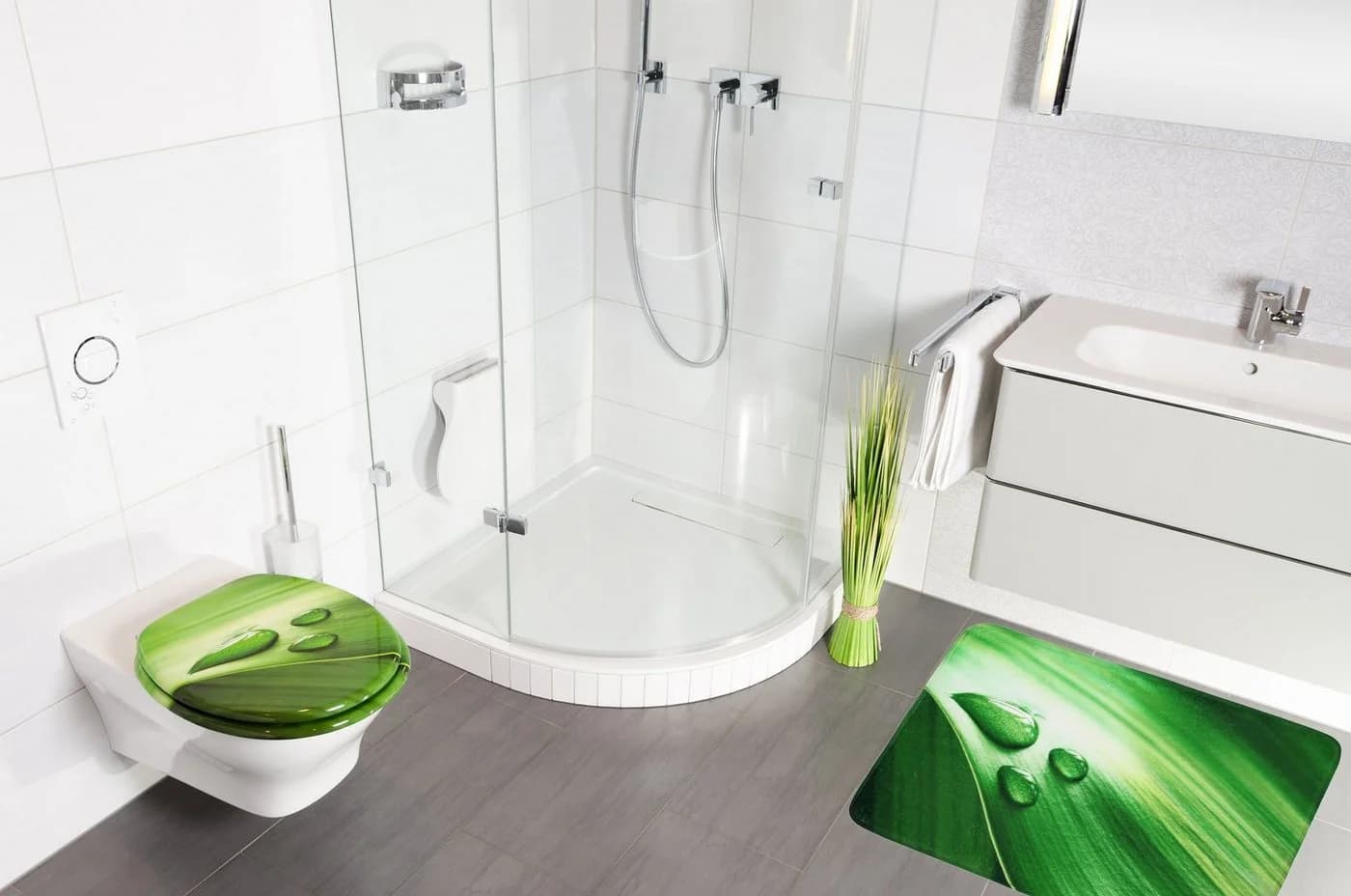 Sanilo Badematte Green Leaf, rutschhemmend, Polyester, 50 x 80 cm - Bild 3