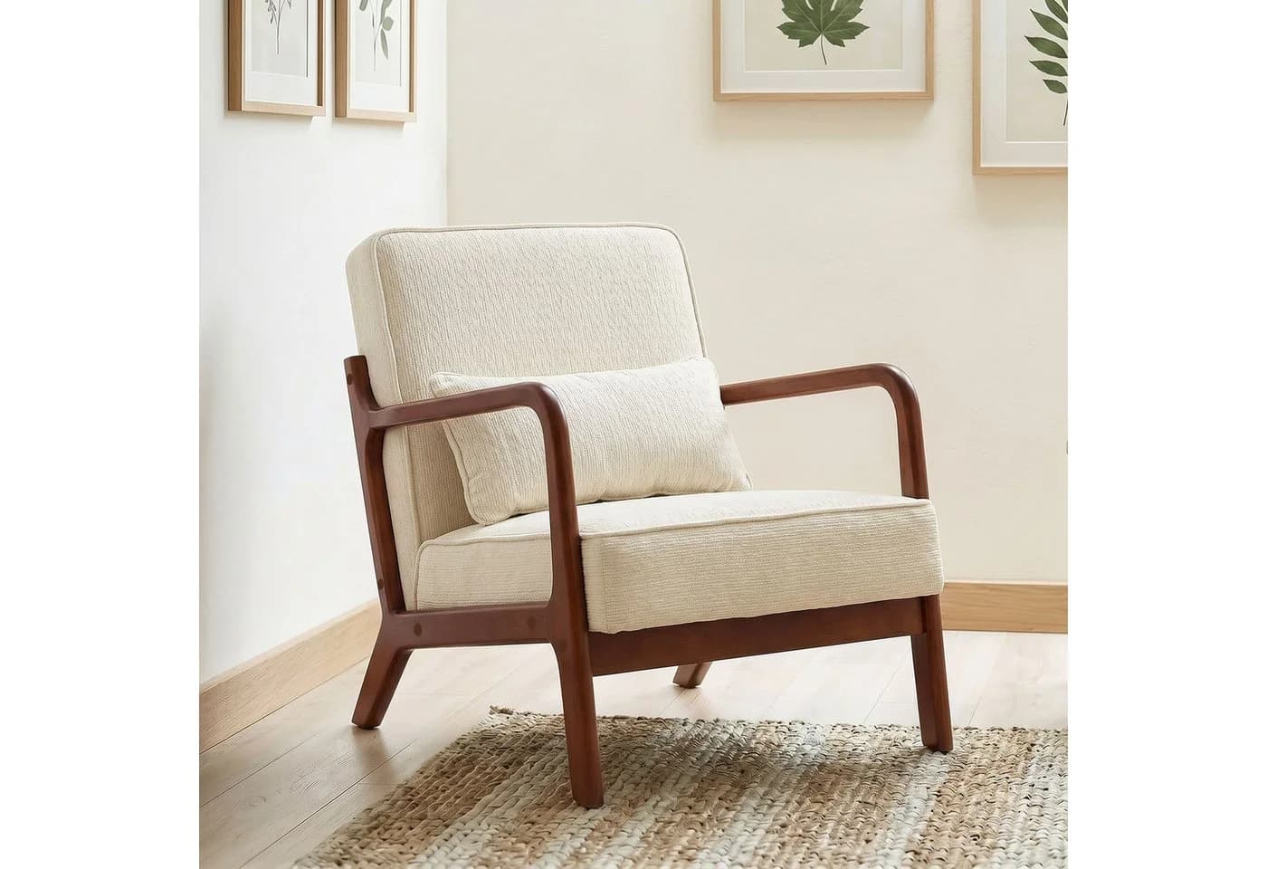 GRAVFORCE Ohrensessel Grün Chenille Mid-Century mit Lendenkissen - Bild 2