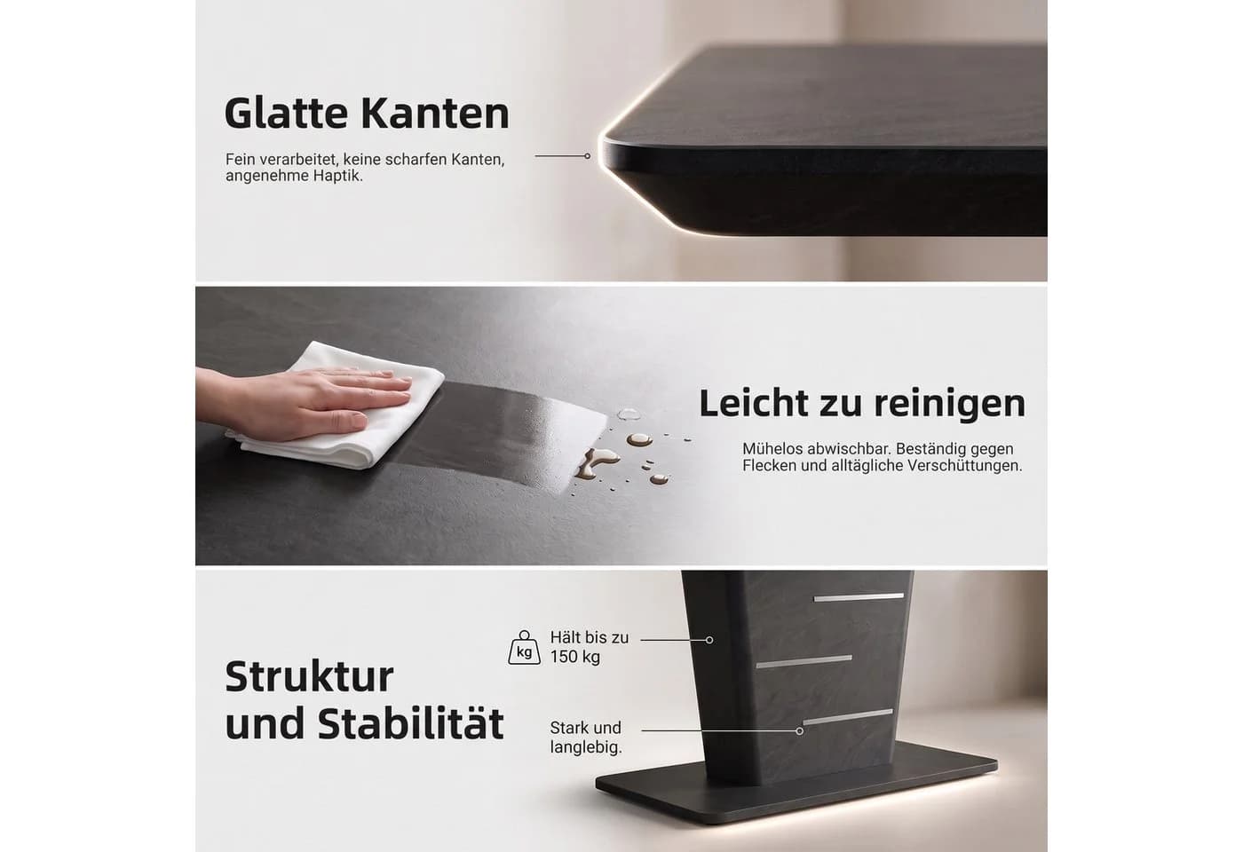 Jiexi Essgruppe Ausziehbar 120-160cm Säulentisch & Freischwinger Stühle Grau - Bild 5