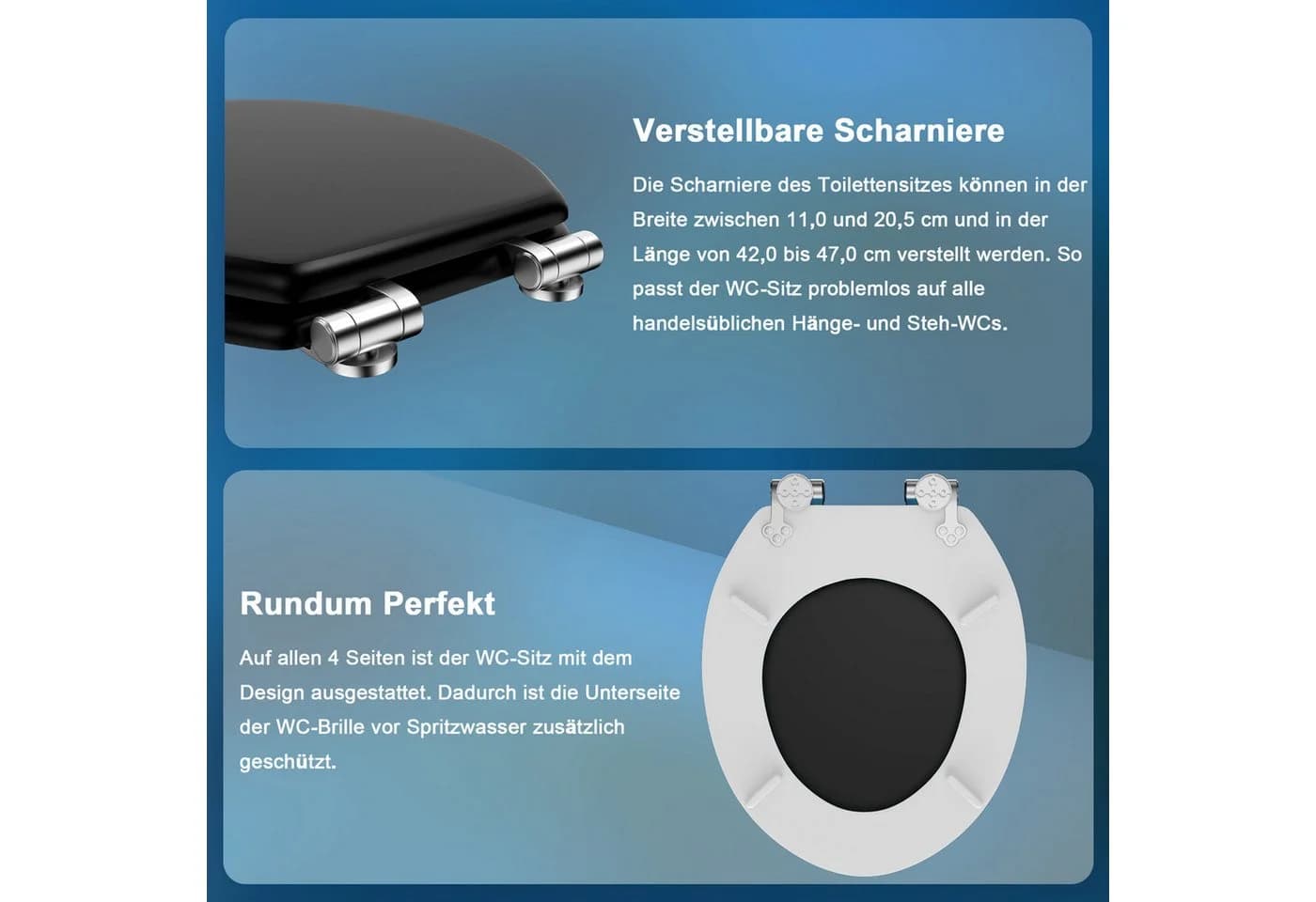 Elegear WC-Sitz mit Soft-Close-Mechanismus Schwarz MDF - Bild 5