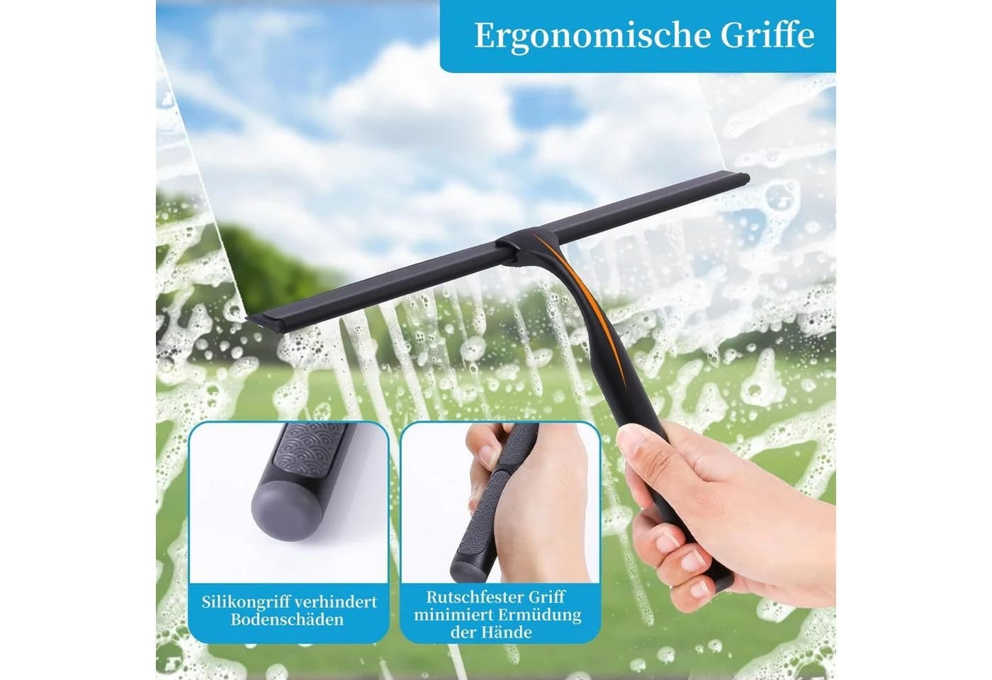 Elegear Duschabzieher Edelstahl mit Silikonklinge & rutschfestem Griff - Bild 3