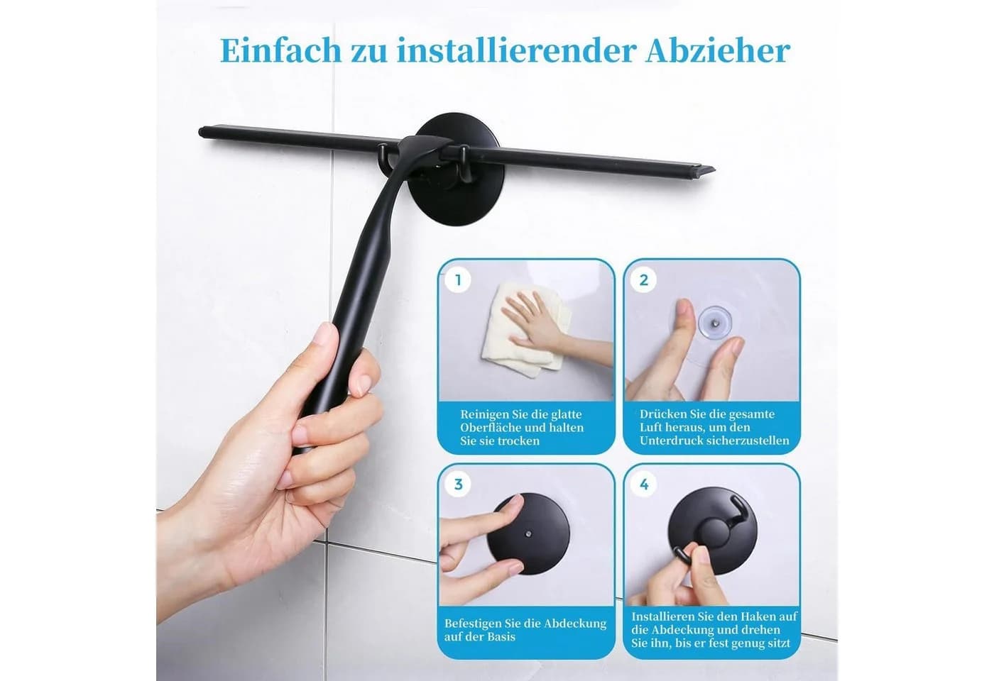 Elegear Duschabzieher Edelstahl mit Silikonklinge & rutschfestem Griff - Bild 4