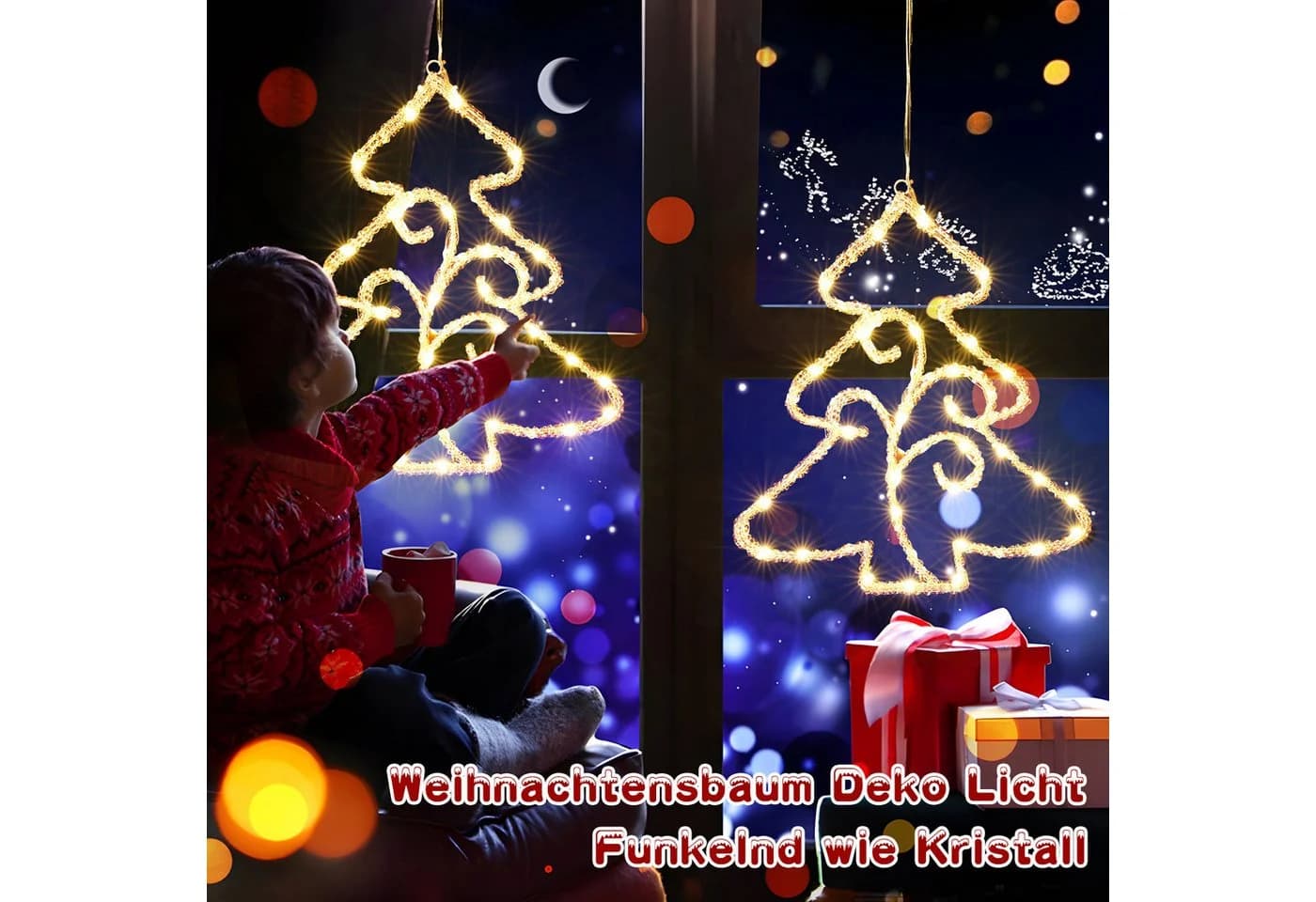 Elegear LED-Lichterkette Lichtervorhang Warmweiß 140-flammig