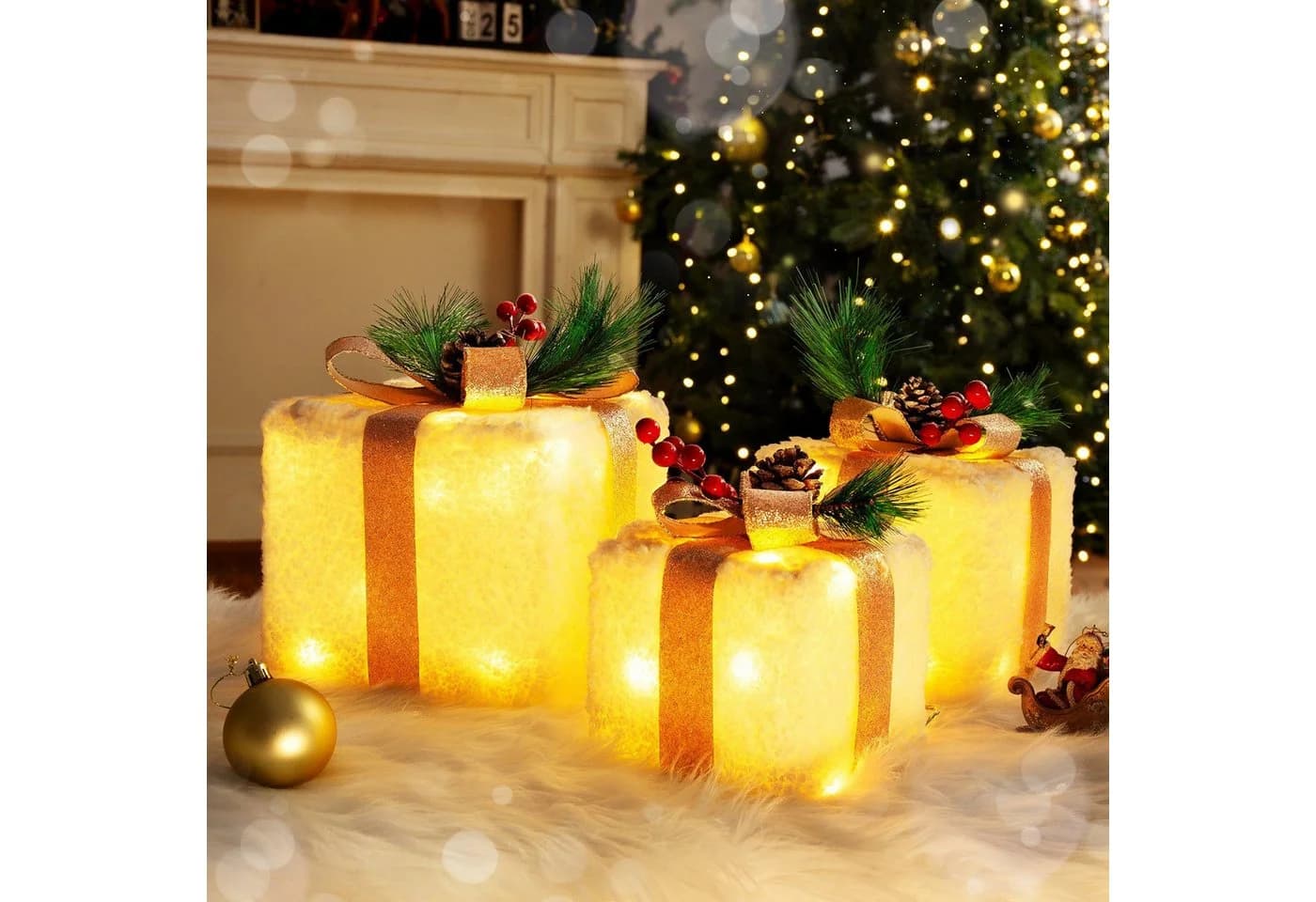 Elegear LED Geschenkbox 3er Set Weihnachtsdeko mit Timer - Bild 2