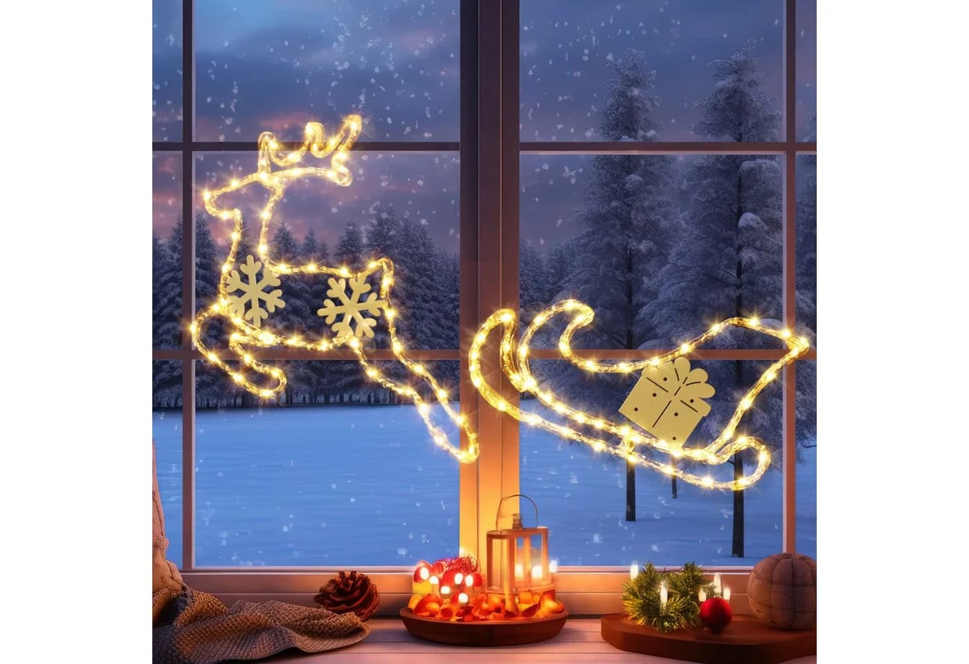 Elegear LED-Lichterkette Rentier mit Schlitten 95 LED Weiß - Bild 2
