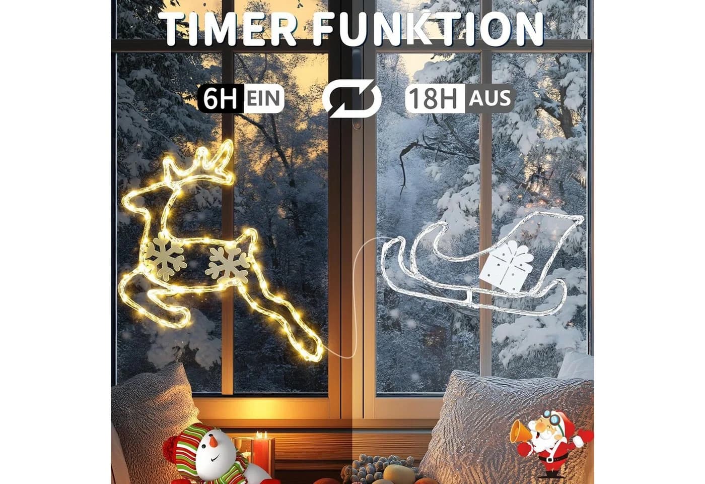 Elegear LED-Lichterkette Rentier mit Schlitten 95 LED Weiß - Bild 5