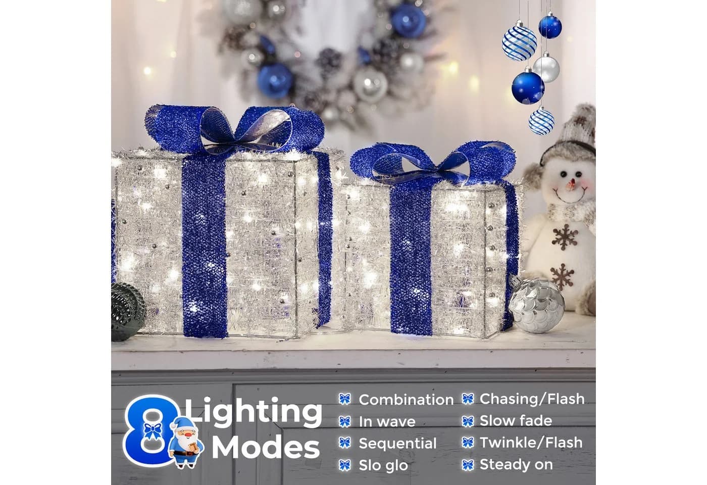 Elegear LED Weihnachtsfigur 3 Set Geschenkbox Warmweiß - Bild 4