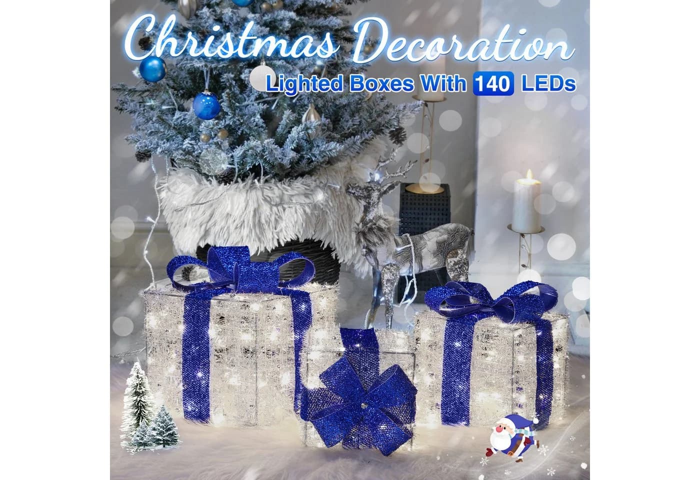 Elegear LED Weihnachtsfigur 3 Set Geschenkbox Warmweiß - Bild 5