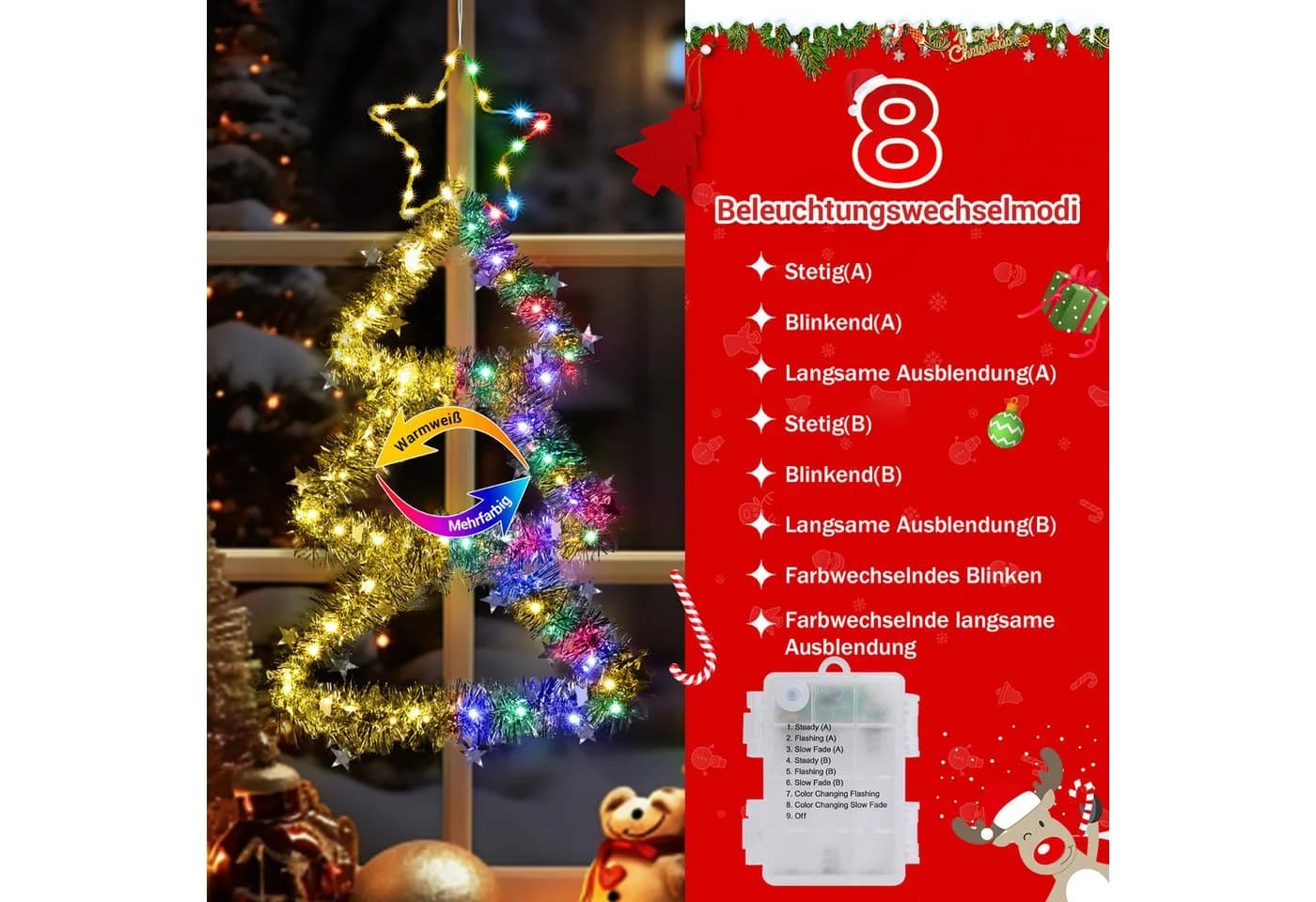 Elegear LED-Lichterkette Weihnachtsbaum 76x43cm 110 LEDs Silber - Bild 3