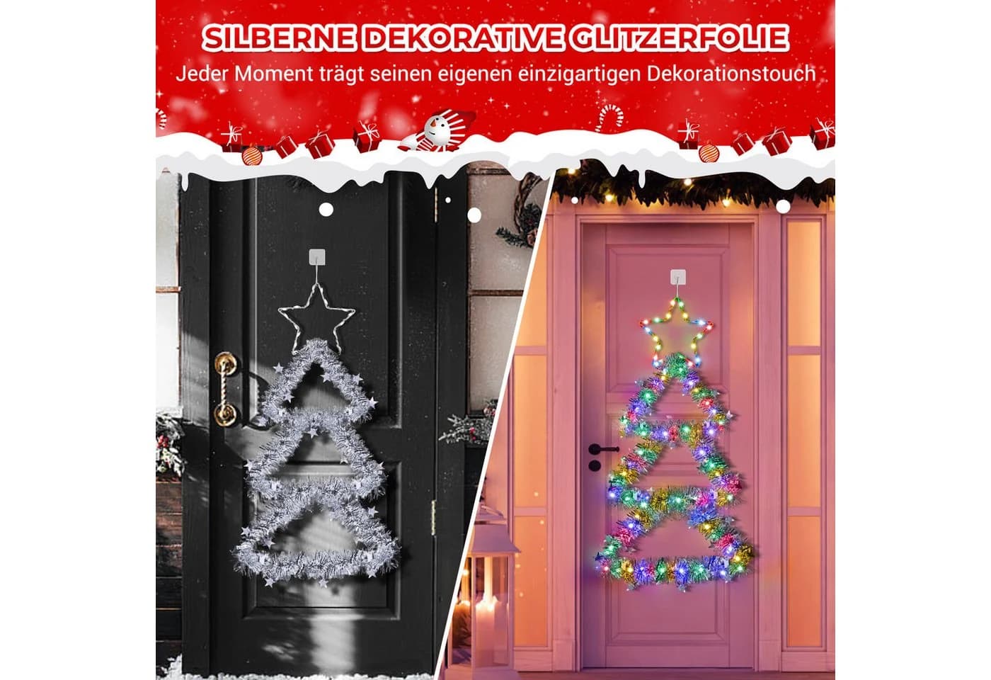 Elegear LED-Lichterkette Weihnachtsbaum 76x43cm 110 LEDs Silber - Bild 5