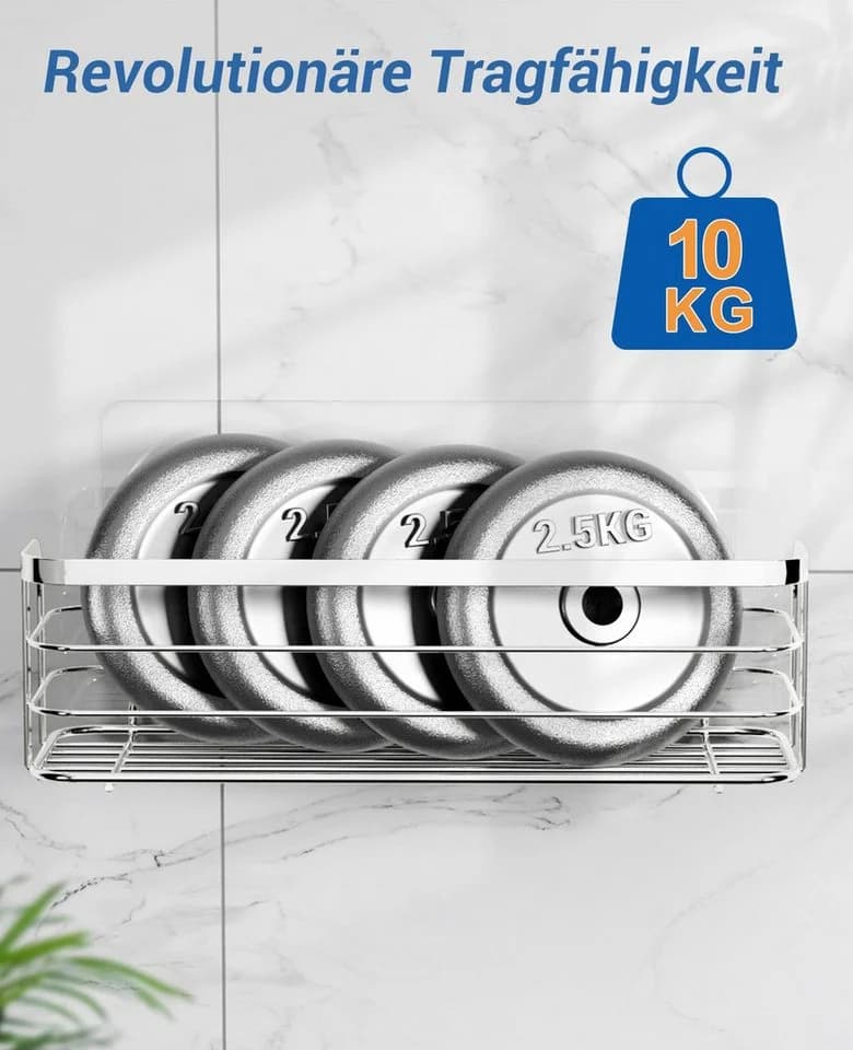 Elegear Duschablage Duschregal ohne Bohren 2 Stück Silber Edelstahl - Bild 3