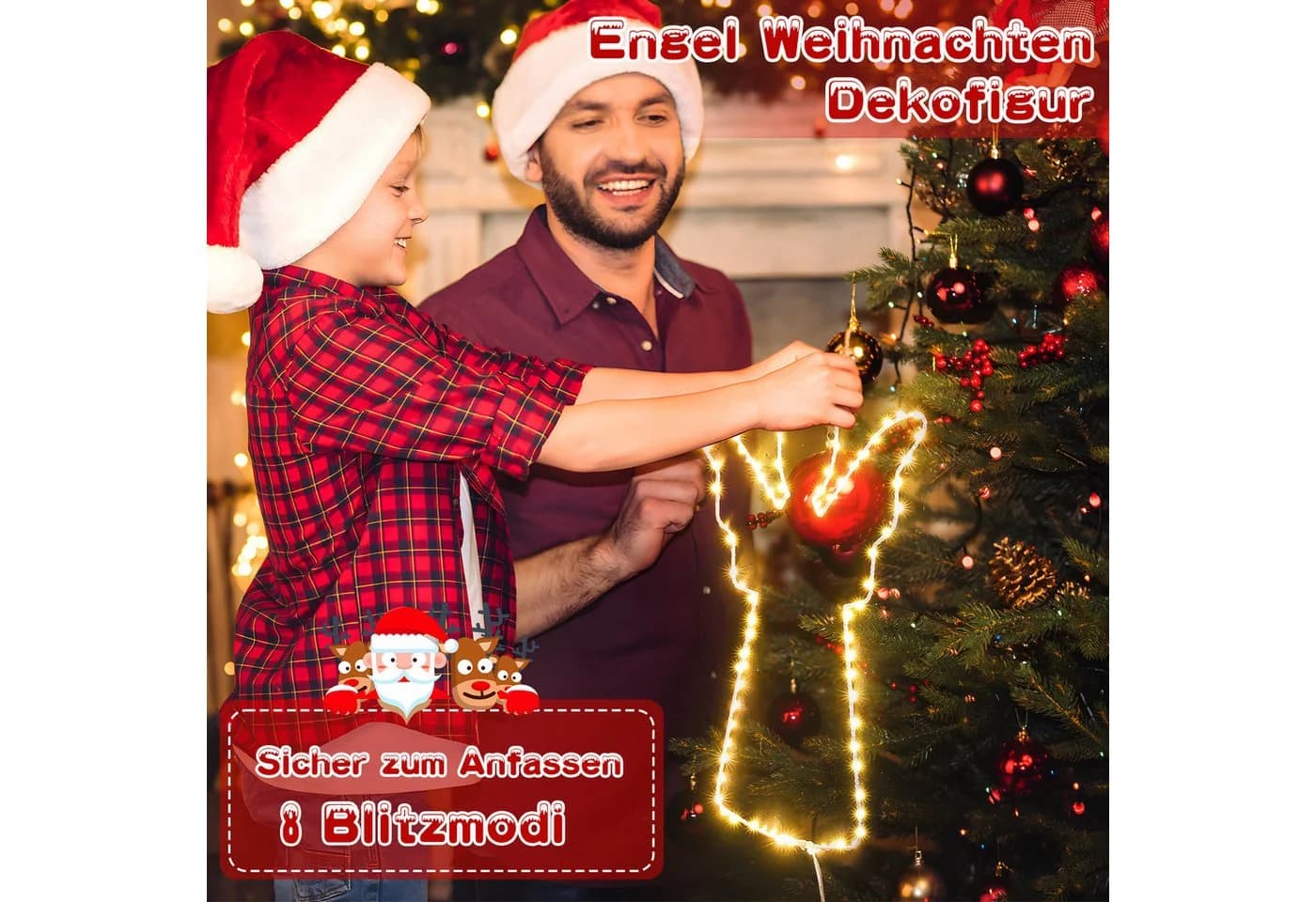 Elegear LED-Lichterkette Engel Weihnachtsdeko Innen/Außen - Bild 3