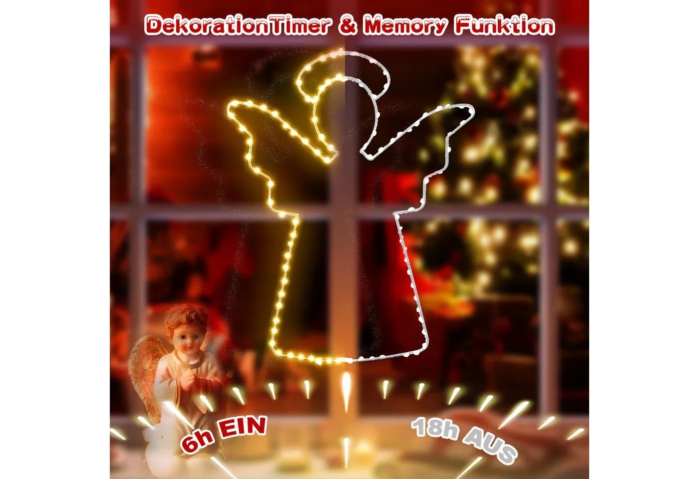 Elegear LED-Lichterkette Engel Weihnachtsdeko Innen/Außen - Bild 5