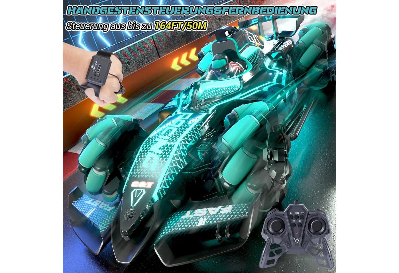Quntis RC-Auto Ferngesteuert mit LED-Lichtern Blau