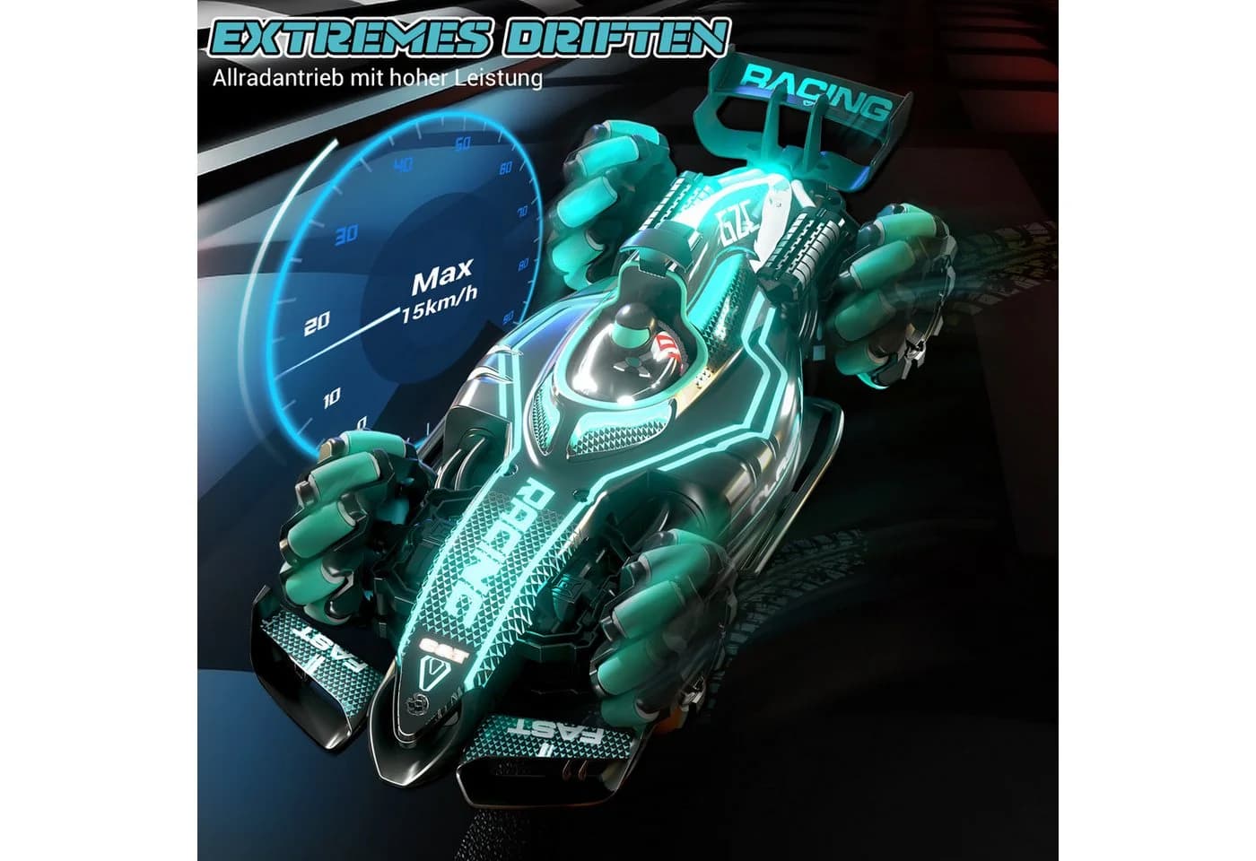 Quntis RC-Auto Ferngesteuert mit LED-Lichtern Blau - Bild 3