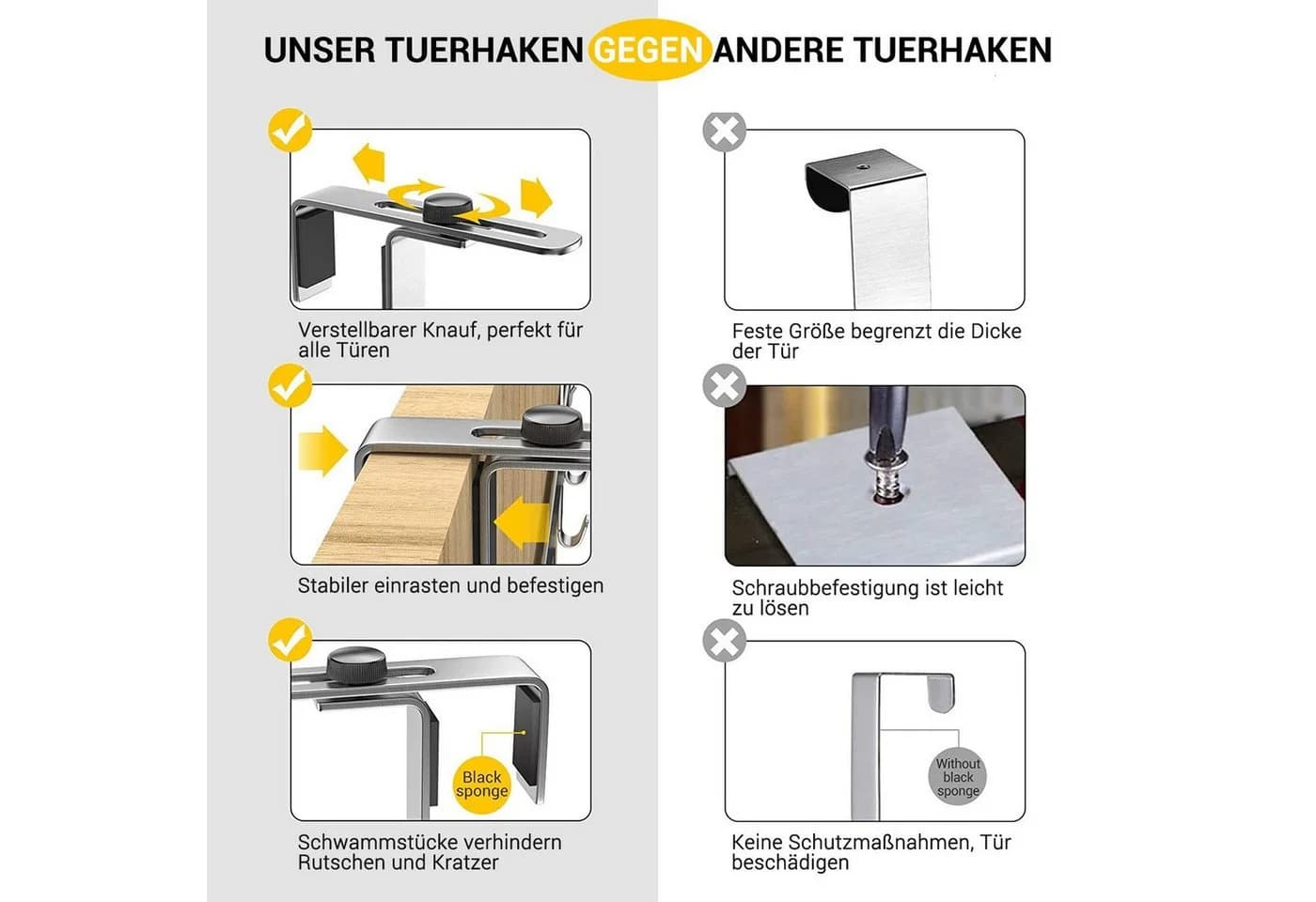 Elegear Kleiderhaken Edelstahl 6 Haken 40x22cm - Bild 4