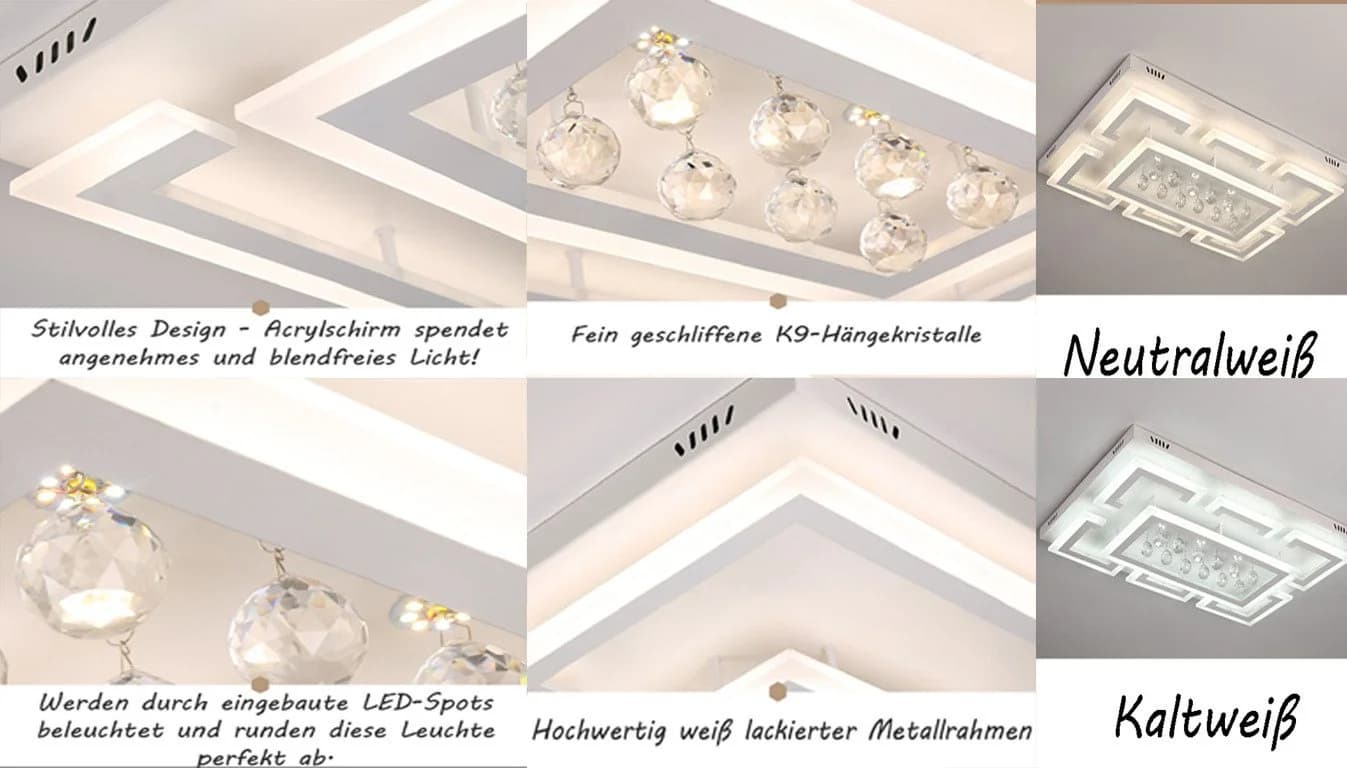 Euroton LED Deckenleuchte Kristall Fernbedienung stufenlos einstellbar - Bild 4