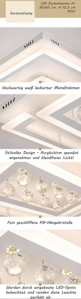 Euroton LED Deckenleuchte Kristall Fernbedienung stufenlos einstellbar - Bild 5
