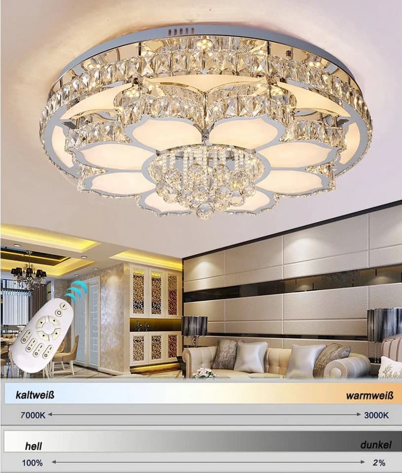 Eurotondisplay LED Deckenleuchte Kristall Fernbedienung Kaltweiß - Bild 5
