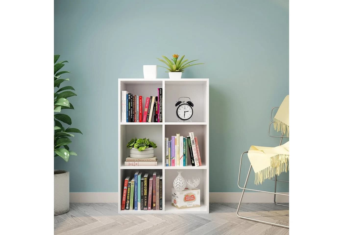 Mondeer Bücherregal Bücherschrank Würfelregal 6 Fächer Weiß