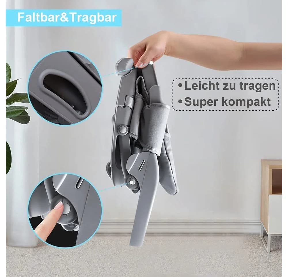 YOLEO Reisehochstuhl Sitzerhöhung Tragbar Booster Grau