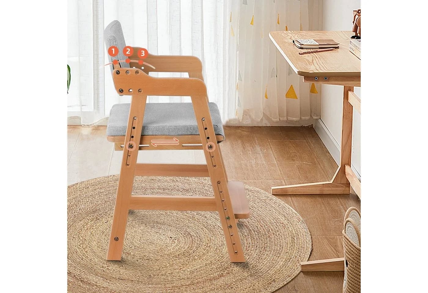 Ezebaby Mitwachsender Holzstuhl Kinderstuhl ab 2 Jahre - Bild 4