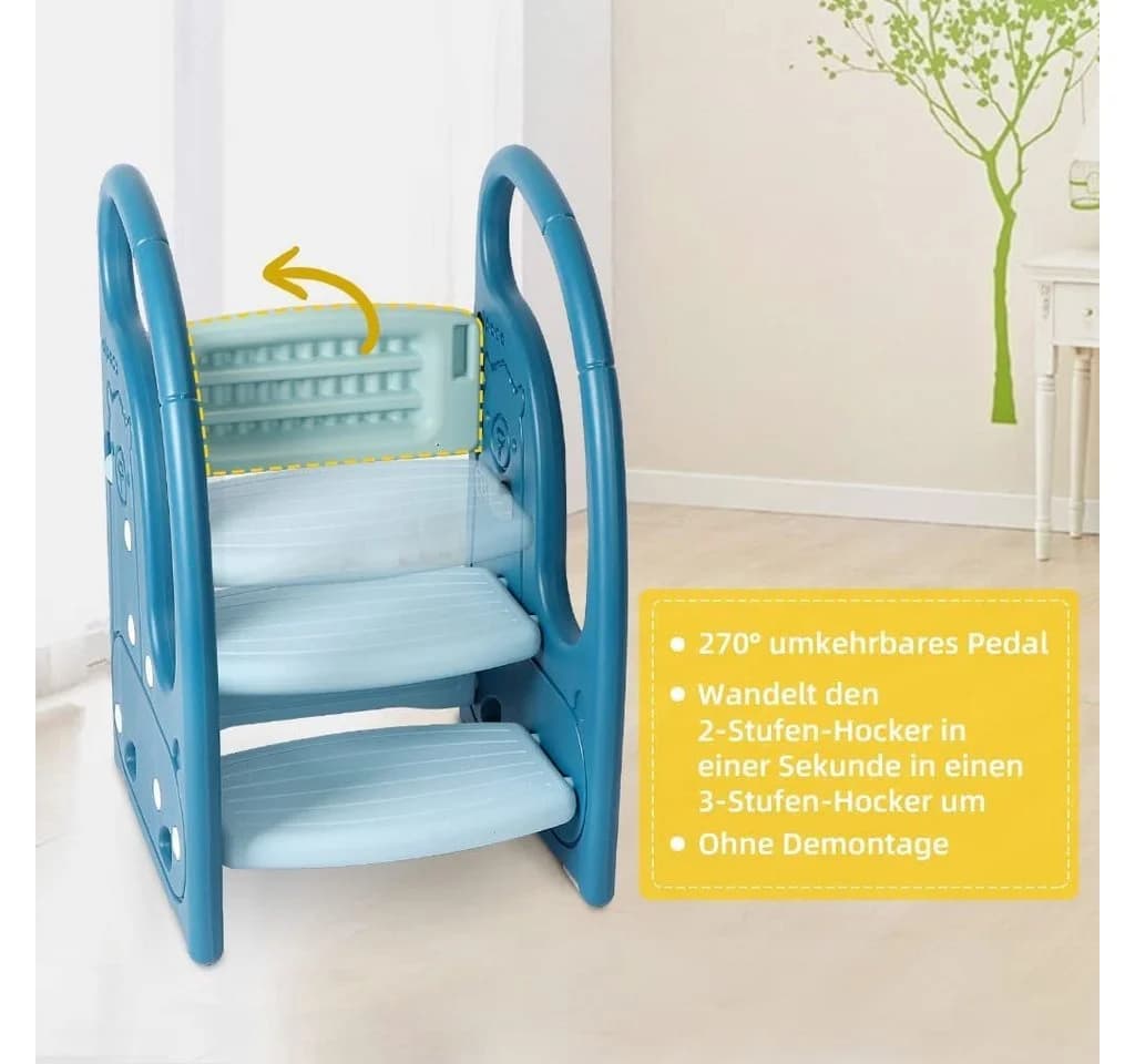 Onasti Tritthocker Dreistufiger Kinderhocker Blau Kunststoff - Bild 4