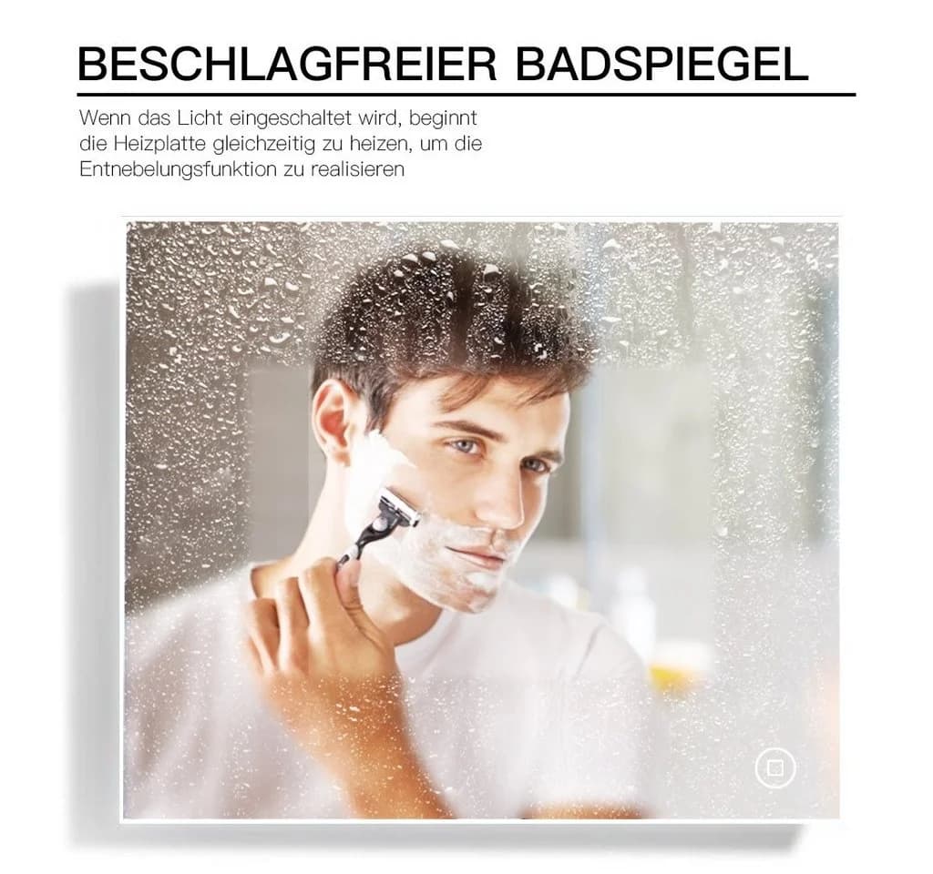 YOLEO Badspiegel LED-Beleuchtung Touchschalter Anti-Beschlag - Bild 4