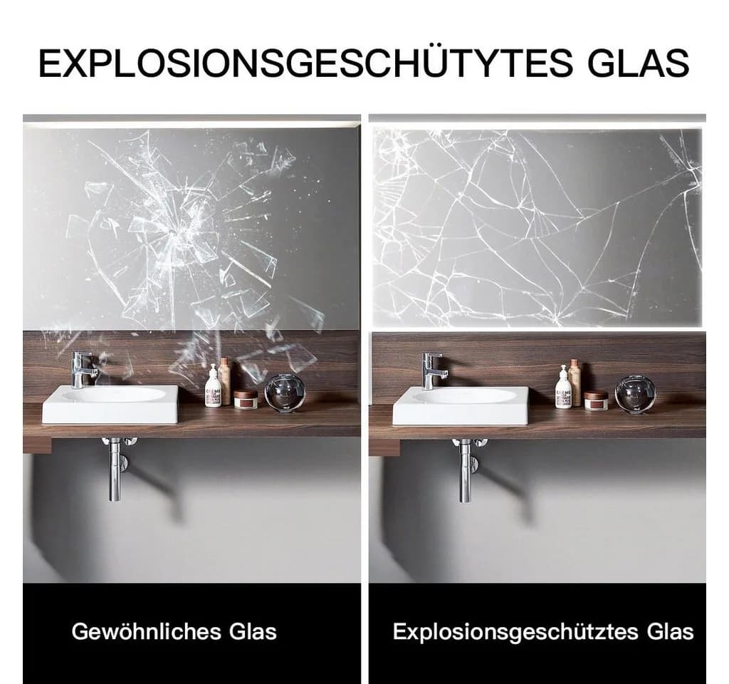 YOLEO Badspiegel LED-Beleuchtung Touchschalter Anti-Beschlag - Bild 5