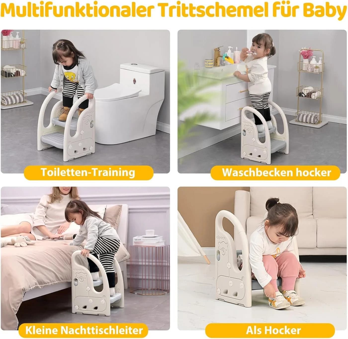 Onasti Tritthocker Kinder Höhenverstellbar Grau Kunststoff - Bild 5