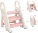 Onasti Tritthocker 3 Stufen Faltbar Rosa/Weiß Bild 1