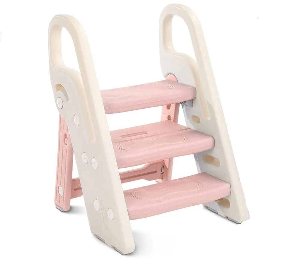 Onasti Tritthocker 3 Stufen Faltbar Rosa/Weiß - Bild 2
