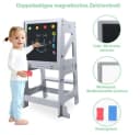 YOLEO Kinderstuhl 2 in 1 Lernturm mit Sicherheitsstange Grau Bild 4