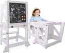 YOLEO Kinderstuhl 2 in 1 Lernturm mit Magnettafel Weiß Bild 2