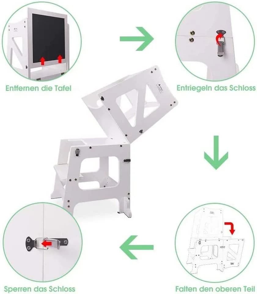 YOLEO Kinderstuhl 2 in 1 Lernturm mit Magnettafel Weiß - Bild 4
