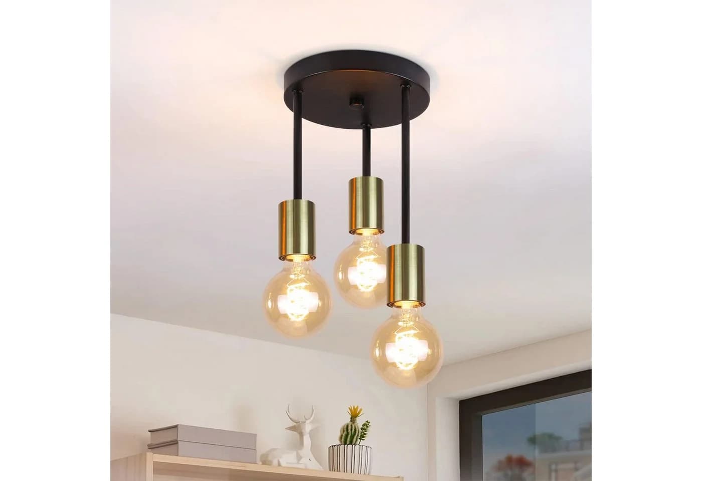 ZMH LED Deckenleuchte 3/6 Flammig Deckenstrahler Schwarz-Gold E27 - Bild 2