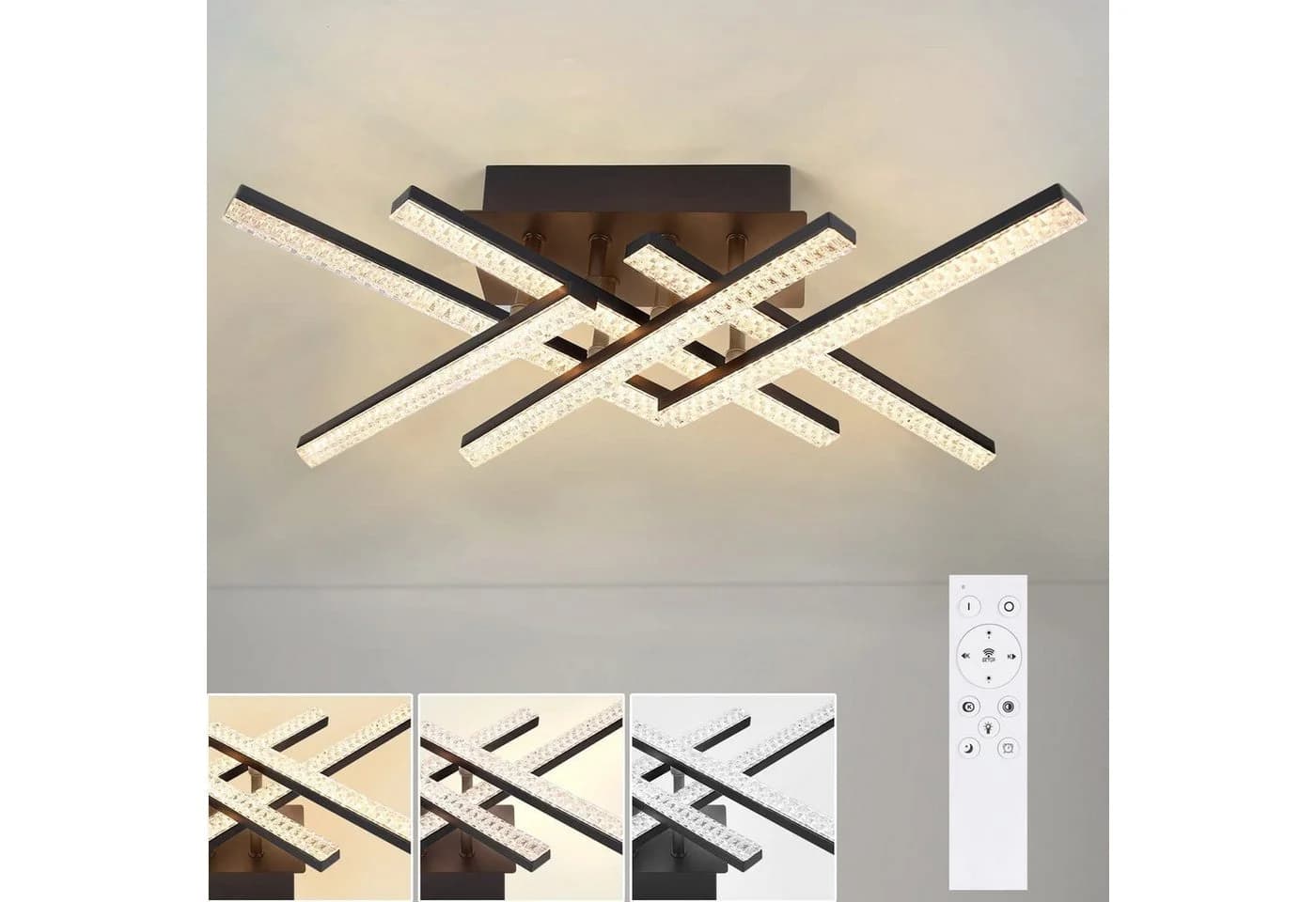 ZMH LED Deckenleuchte 52CM Schwarz Dimmbar Modern Schlafzimmer - Bild 2
