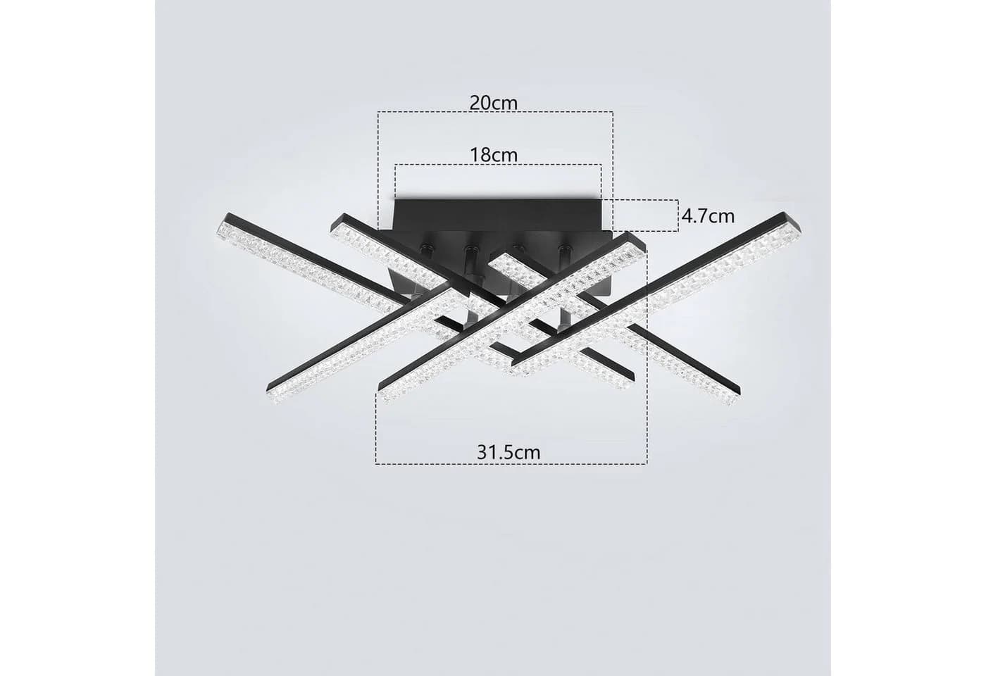 ZMH LED Deckenleuchte 52CM Schwarz Dimmbar Modern Schlafzimmer - Bild 3